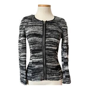 Etoile Isabel Marant Wool Blend Full Zip Jacket Blazer Size 1 Black White Luxury